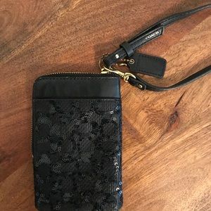 Coach Black Embellished Wristlet